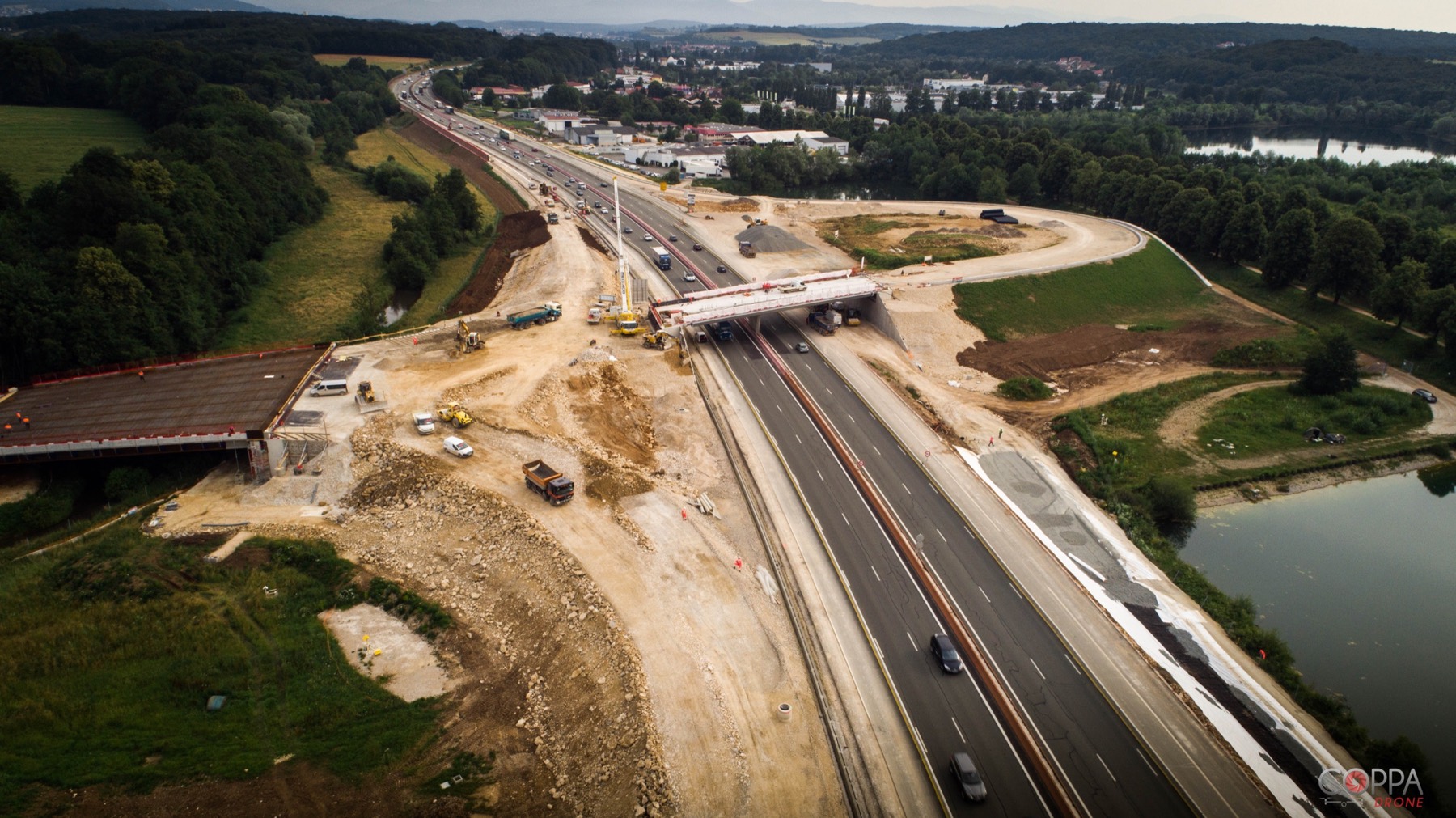 Vue aérienne de l’échangeur A36 de Sevenans